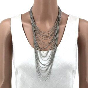 Cato C 1946 Necklace Silver Tone 21 Multi Strand Adjustable Length